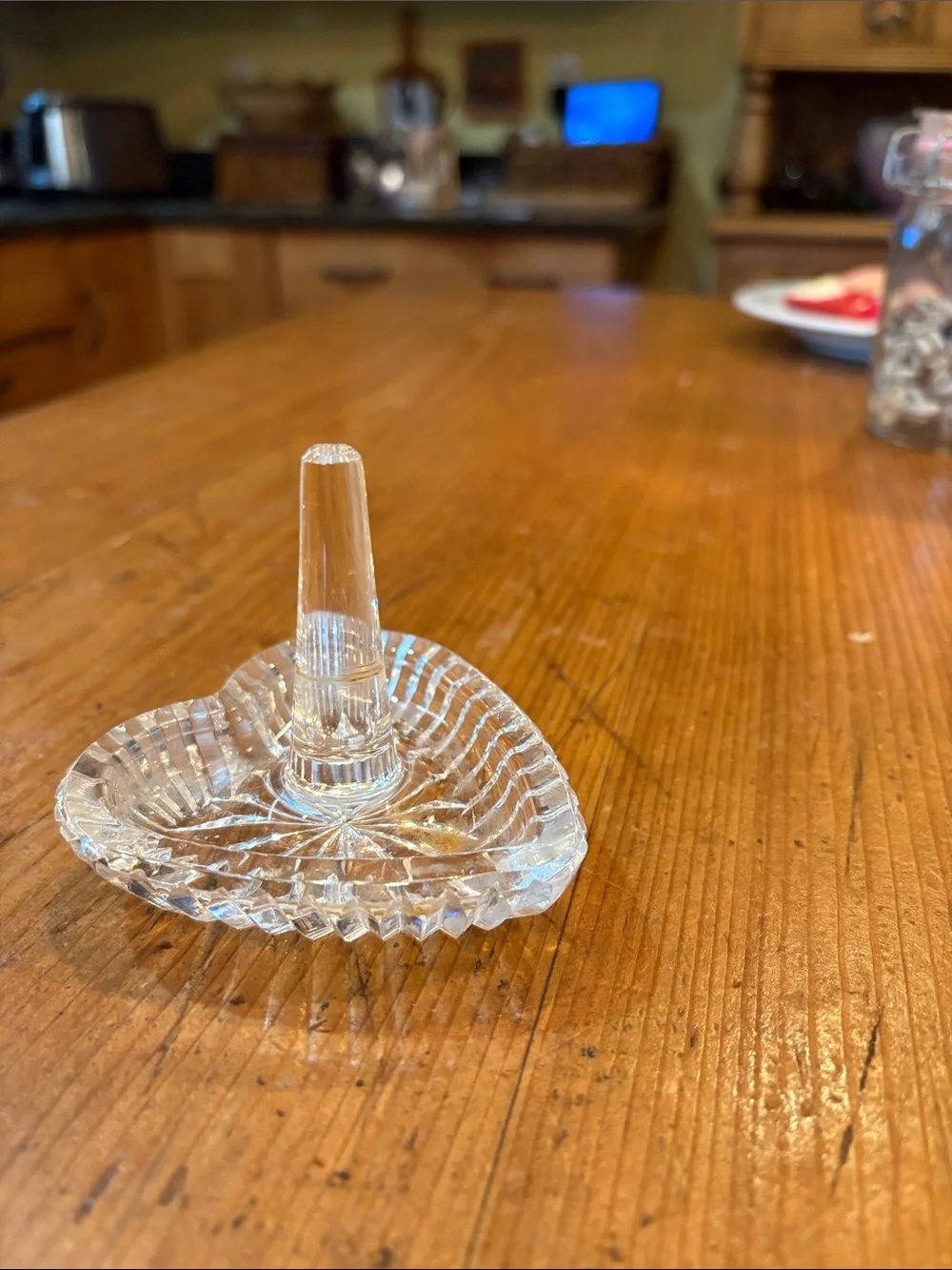 Clear Glass Heart-Shaped Ring Holder and Jewelry Tray unsure if Waterford